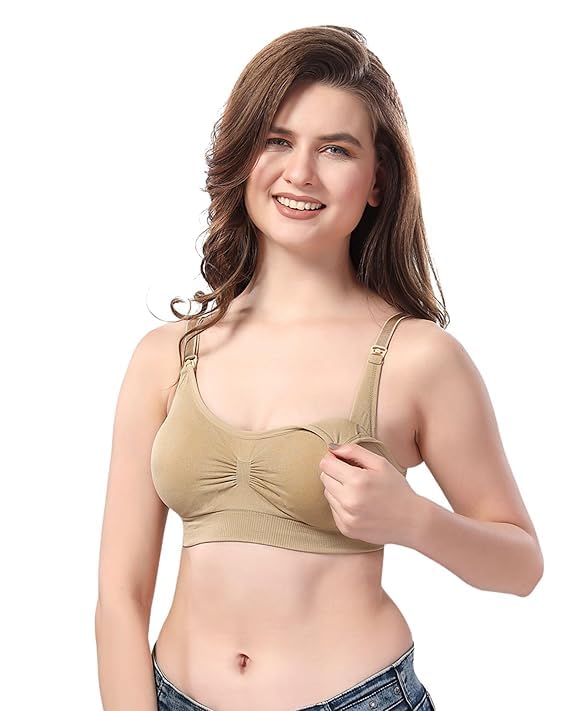 Image of Brachy Women's Plus Sizes Cotton Every Day Bra /Maternity Feeding Bra /Lightly Padded Nursing Bra for Pregnancy | Removable Padded Soft and Comfortable Breastfeeding Bra