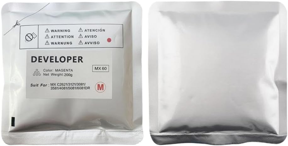 4pcs Compatible Developer Powder MX60 MX-60 200g CMYK Iron Toner for Copier Printer Models MX3081 MX4081 MX5081 MX6081 MX2621 MX3121(4pcs Cyan 200G)