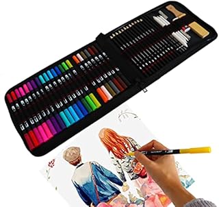 YYZD Dual Tip Brush Pens, Felt Tip Pen Set 24 Colors Colouring Pens+12 Sketching Pencils Fineliners Pen accessories for Children and Adults Colouring,Art Markers, Painting,Sketching Design