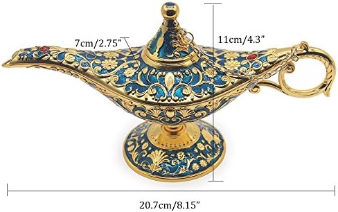 AVESON Luxury Classic Vintage Collectable Rare Legend Aladdin Magic Genie Costume Lamp Home Table Decoration & Gift, Golden Blue