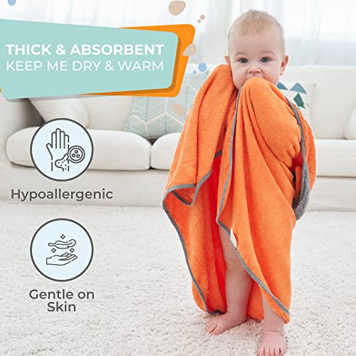 Munich Blue Fox Hooded Towel For Baby, Toddler And Infant - Large, Soft And Unisex Baby Bath Towel Perfect For Beach And Pool Gift - 35 X 35 Inch #TOP5