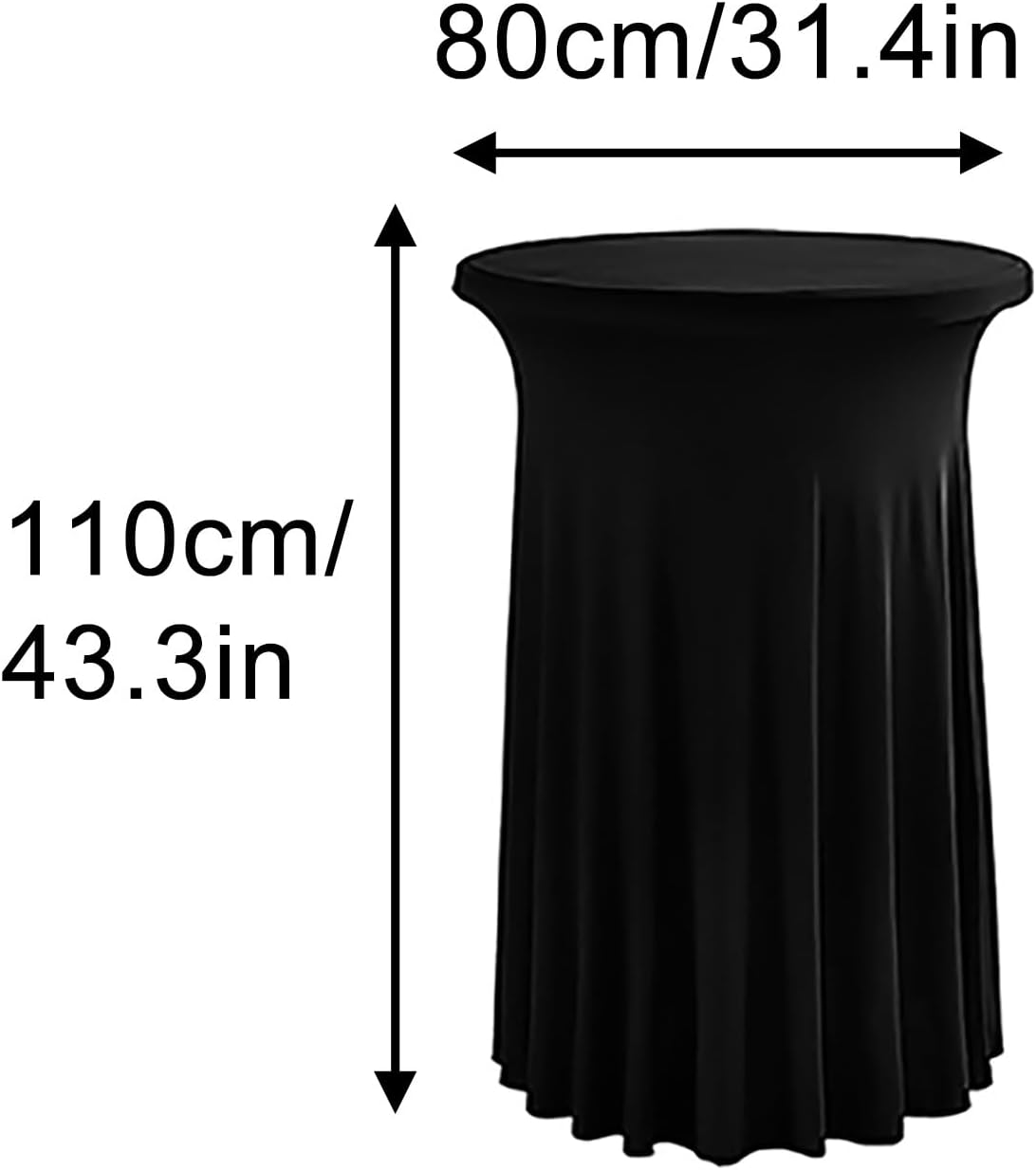 Party Ballroom Table Skir, With a Wavy Skirt Modern Simplicity, Polyester Round Desk Skirts, for Wedding, Party Banquet, Birthday Party(Black,80cm/31.4in)