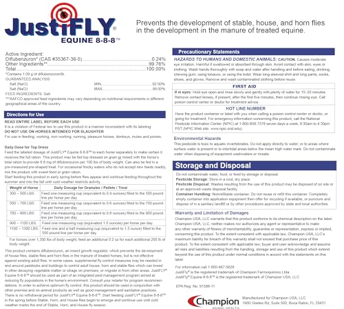 JustiFLY Equine 8-8-8 Feedthrough Fly Control for Horses (5 lb)