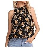 Vests Damen Florale Leibchen Geburtstag Spagettiträger Christmas Ärmellos Baumwol Tank Shirt Frauenkleidern Tailliert Hohe Taille Neckholder Coole Sexye Gold
