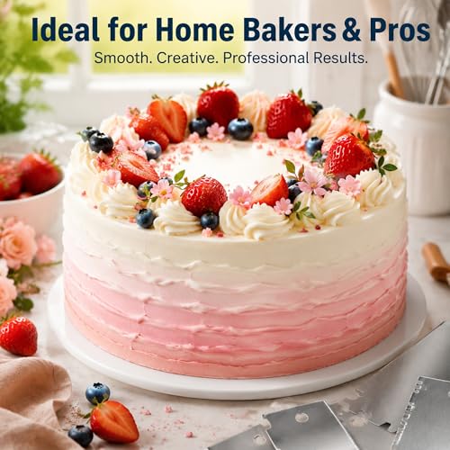 6 Pack Stainless Steel Cake Scraper & Icing Smoother – Double Sided Patterned Stripe Edge Decorating Comb for Buttercream, Mousse and Frosting, Professional Baking Tool — view 4