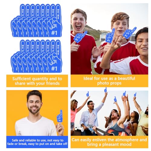 hongliang 24 Pcs Mini Foam Fingers Baseball Party Favors We Are #1 Sports Foam Finger For Dodgers Fans Field Day Accessories Team Present Party Decorations (Blue) - Thumbnail 7