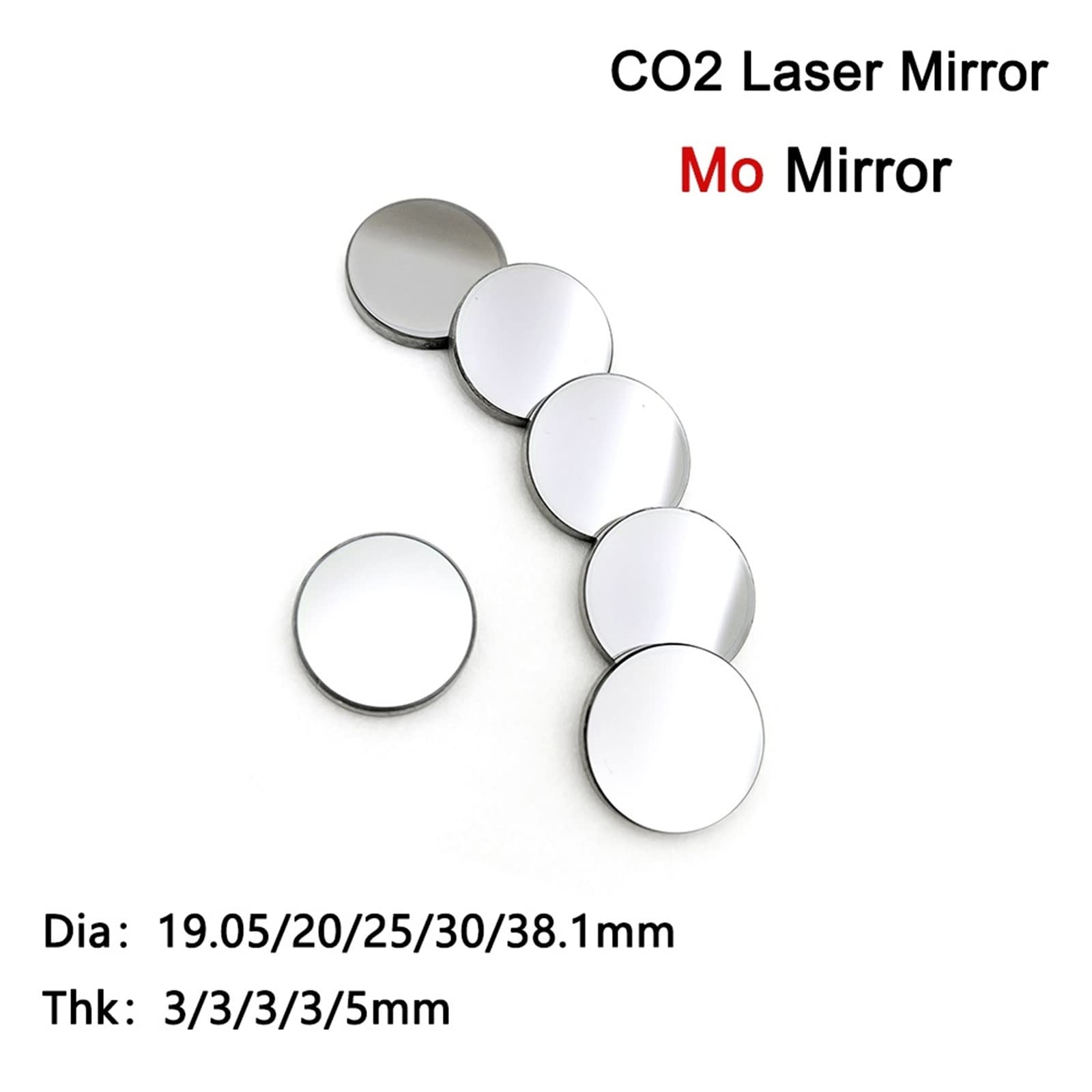 Mo Reflector Mirror Dia19.05/20/25/30/38.1mm CO2 Laser Molybdenum Mirror for CO2 Laser Engraving Machine(25mm,3mm)