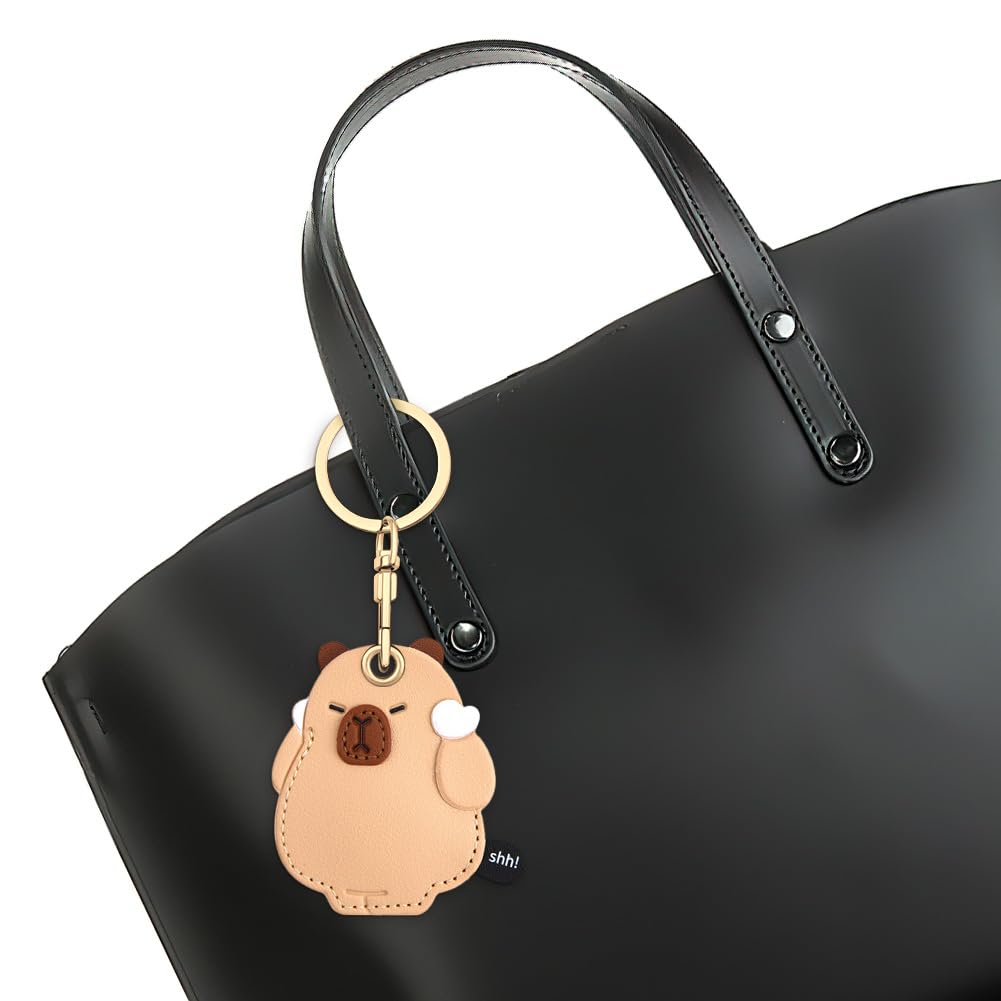 AXFEE 360° Protective Case for Air-Tag, Cartoon Capybara Leather Air Tag Keyring Case For A-pple Air-tag, Holder Case for Air-Tags, air-tag Holder Protective case, Decorations for Key, Bag, Pet — view 6
