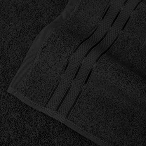 Image of Elegant Comfort Three Line Popcorn Towel Set for Bathroom 35 x 70 inches, Premium Hotel Quality 1-Pack Jumbo Towels, 100% Turkish Cotton, Soft and Durable, Quick Dry and Highly Absorbent, Black