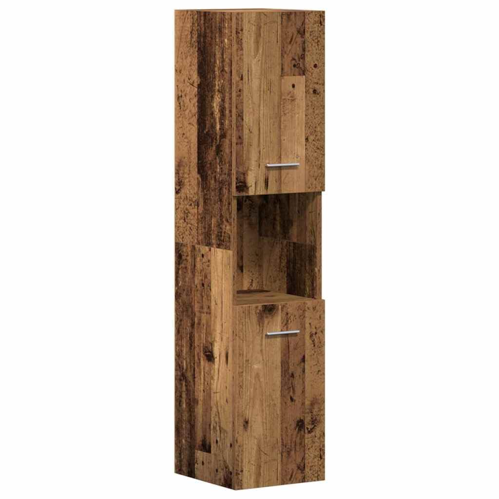 Juego de muebles de baño, 4 piezas, madera vieja, con armario bajo el lavabo, espejo, armario alto, estantería moderna, ahorro de espacio, para inodoro y baño