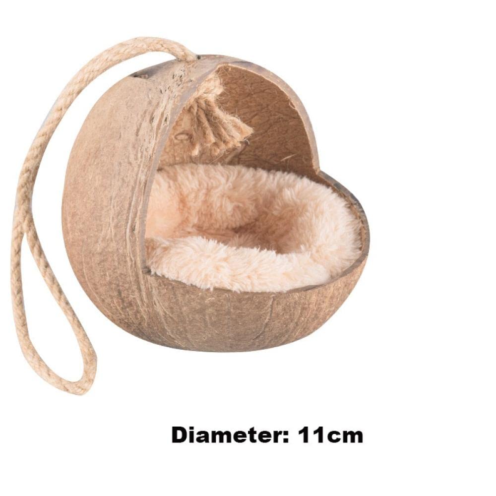Hamster Hängematte Kleine Haustier Kokosnuss Käfige Haustier Käfig for Hamster Meerschweinchen Eichhörnchen Holz Haus,Vogelnester(A)