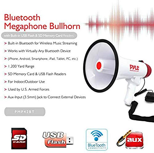 Megafono Professionale Pyle PMP42BT - 40W Con Bluetooth E Allarme | Udibile Fino A 900m - Foto 2