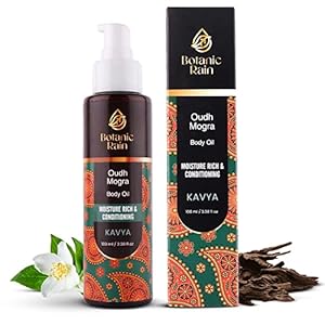 Botanic Rain Ayurveda Body Oil with Oudh & Mogra â Organic, Nourishing & Hydrating for Dry, Flaky Skin â Fast Absorbing, Non-Greasy, Ayurvedic for Men & Women â 3.38 fl oz (Pack of 1)