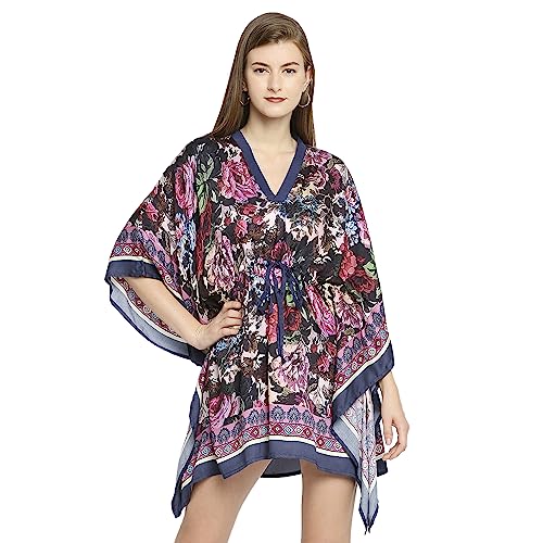 Image of CLOTH HAUS INDIA Womens Floral Printed Front Tie Kaftan Top