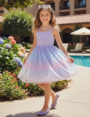 Image of PATPAT Girl's Tulle Dress Tutu Party Birthday Poster Formal Fancy Flower Princess Dresses