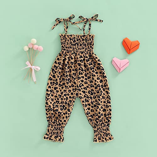 Infant Toddler Baby Girls Off Shoulder Romper Summer Sleeveless Suspender Jumpsuit Heart&Leopard Print Bodysuit3