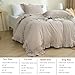Silnuo Taupe/White Plaid Ruffle Duvet Cover Queen Size,100% Washed Cotton 3 Pcs Vintage Checkered Chic Gingham Bedding Set Comforter Cover Set