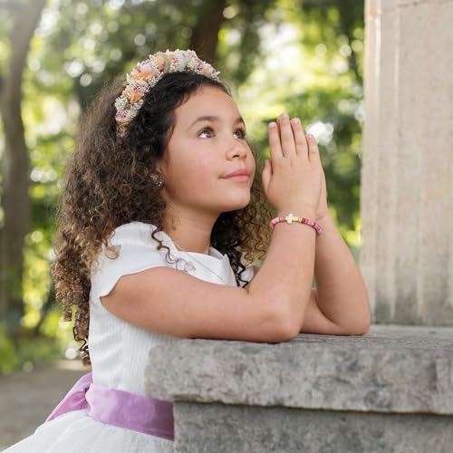 Image of Baptism Gifts for Girl, Catholic Cross Bracelet First Holy Communion Baptism Confirmation Decorations Favors for Daughter Granddaughter Niece Goddaughter