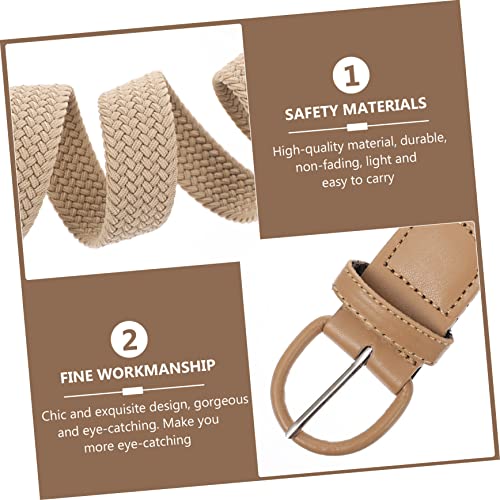 Elastic Woven Waist Belt for Women Stretchy Braided Dress Accessory Comfortable Fabric Cinch for Trousers and Dresses Beige Stylish Decorative Band for Parties and Daily Wear3
