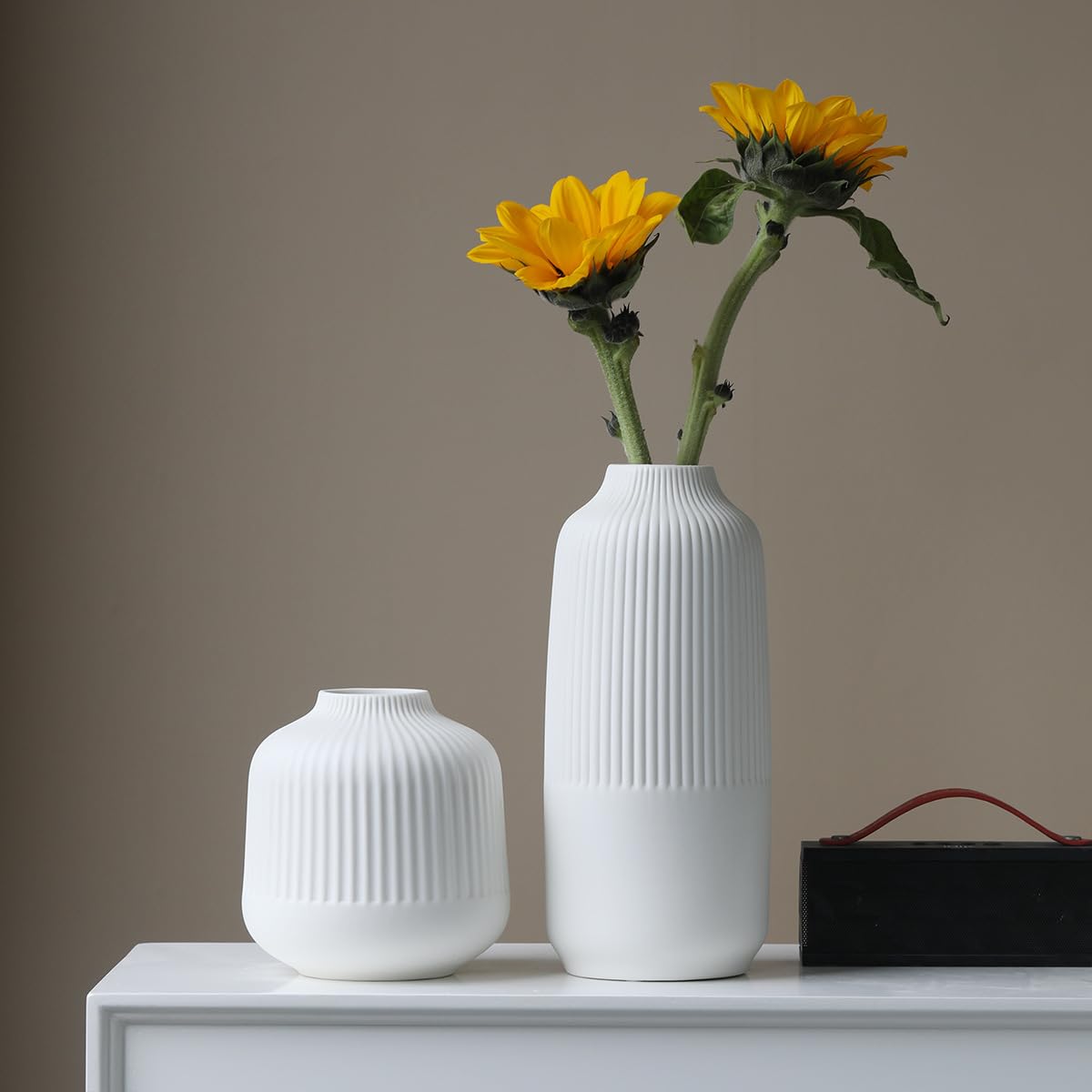 Amazon.co.jp: セラミック花瓶セット 2 L マットホワイト 花瓶 ホーム