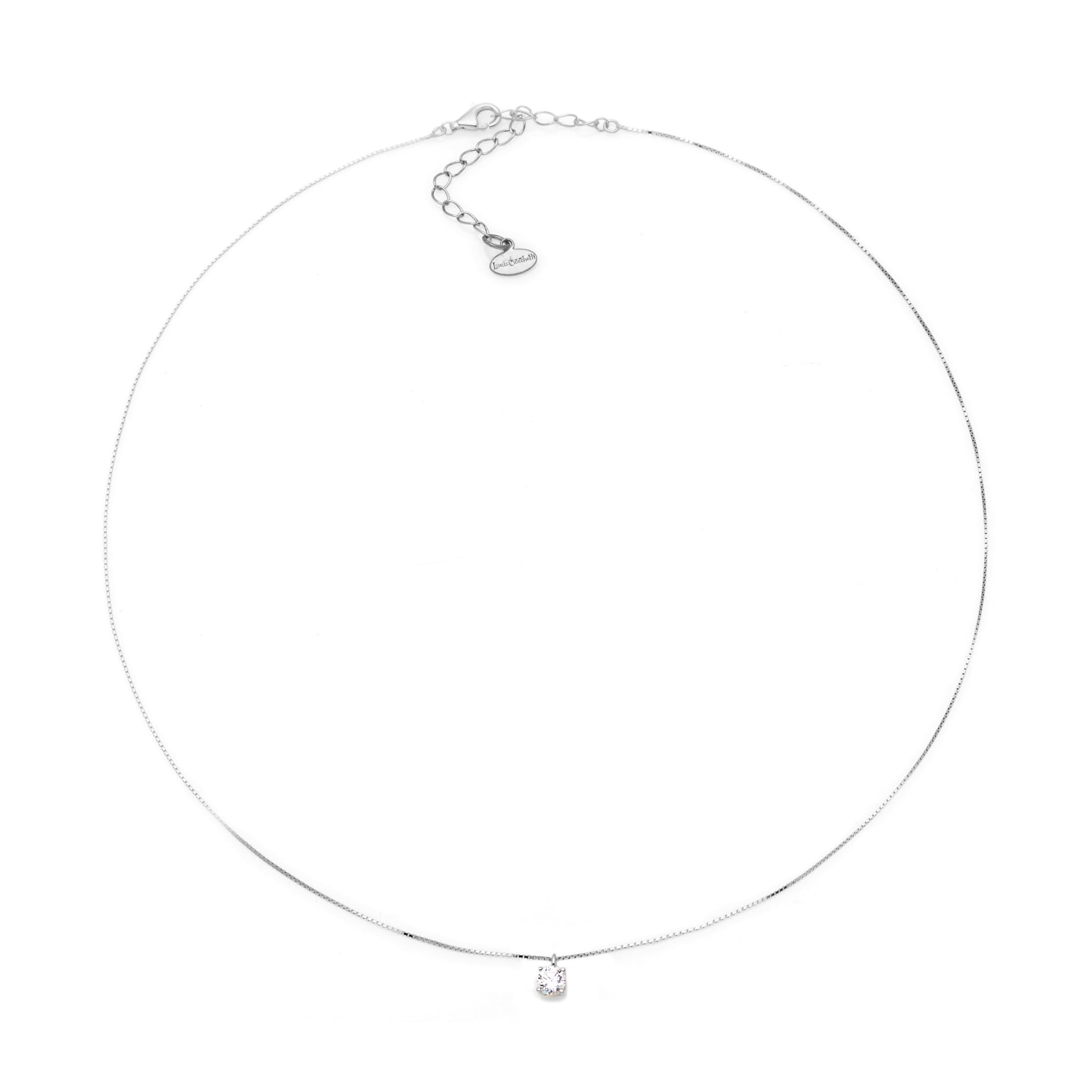 Collana Argento 925 con Punto Luce Zircone 5A, Regolabile, Elegante e Raffinata, Made in Italy