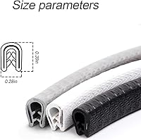 Vista 2 de Protectores de borde de puerta de automóvil, protector universal de goma, borde en forma de U, protección de borde de puerta para la mayoría de Gris