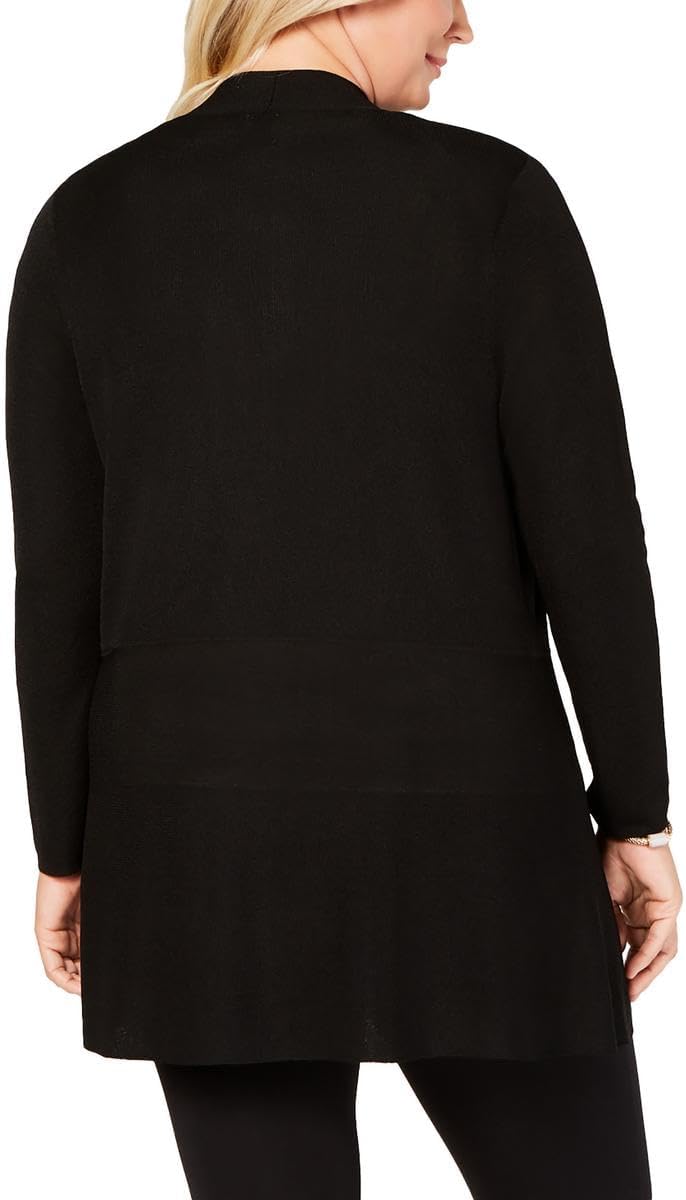 Anne Klein Womens Long Cardigan W/Waist Seam-Anne Black - Image 2