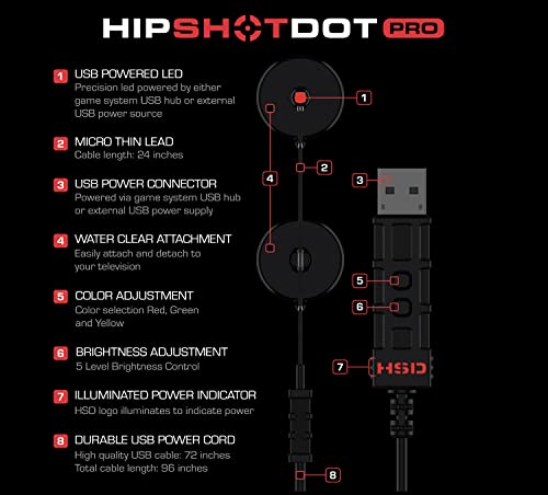 Hipshotdot Pro Red/Green/Yellow Brightness Control Dot Led Aim Assist Mod For Gaming Tv Accessory Compatible With Xbox, Playstation, Nintendo And Pc - Works With All Shooter Video Games And Fps Or Tps #TOP3