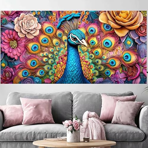 Peinture Diamant Paon 60x120cm complet broderie strass 5D mosaïque adulte fleur