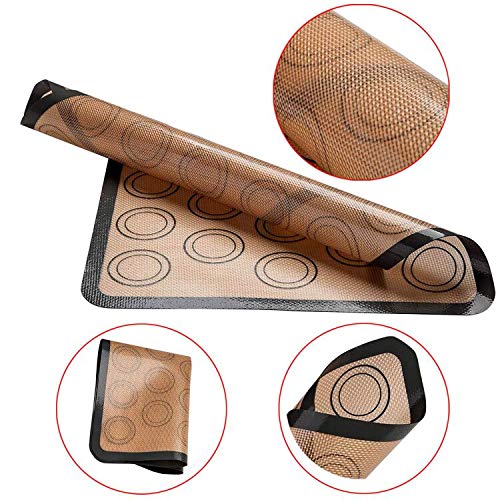 Macaron Silicone Baking Mats, Jsdoin Reusable Nonstick Macaron Parchment Paper, Baking Supplies Set, Include 2 Sheet Macaron Parchment Paper(16"X11.8"), 12 Piping Tip, 2 Piping Bag And 2 Bag Tie #TOP4