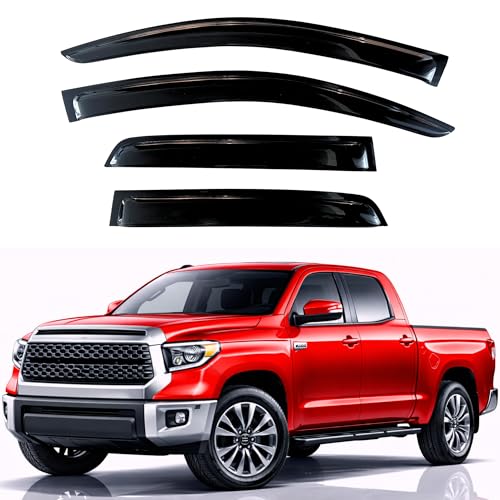 Image of KPY Rain Guards Fit for 2007-2021 Toyota Tundra Double Cab, Out-Channel Window Visors Vent Wind Deflectors 4PC, Truck Accessories for 07-21 Tundra (Extended Cab Only)