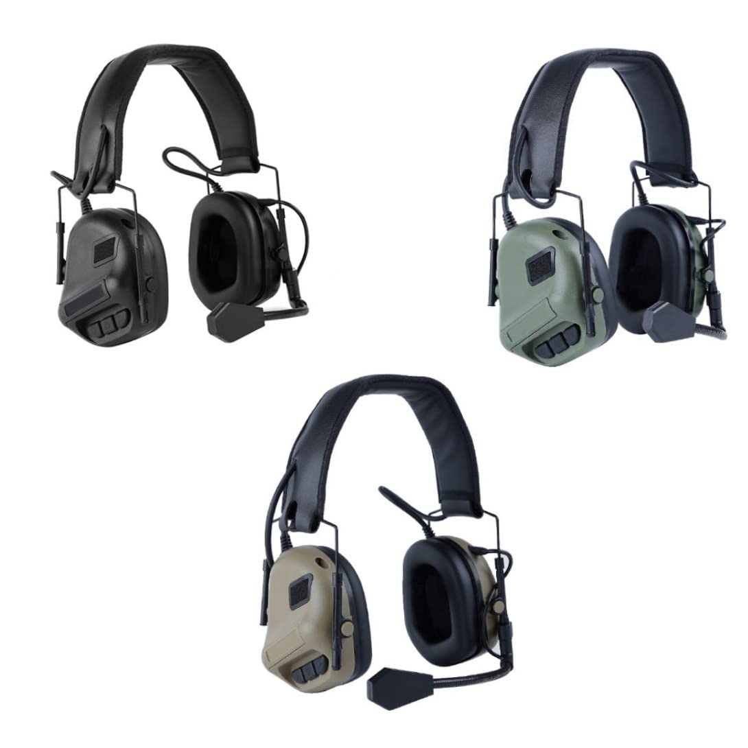 Orejeras electrónicas Reducción de Ruido Protectores auditivos Protección auditiva Auriculares antirruido con micrófono para Mujeres y Hombres Negro
