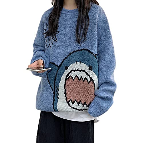 Men's Korean Sweater Japanese Cartoon Shark Men's and Women's Sweater Loose Casual Men's and Women's Sweater