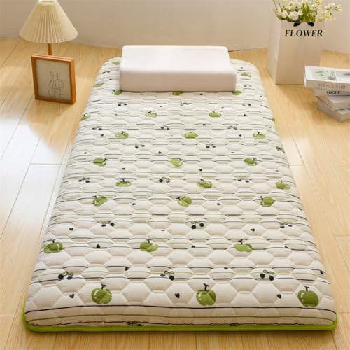 YUURO Japanese Futon Mattress Single/Twin/Queen/King Size Roll Up Mattress,Soft Dormitory Tatami Mattress Portable Camping Mattress Floor Sleeping Pad (Green,59"x79")
