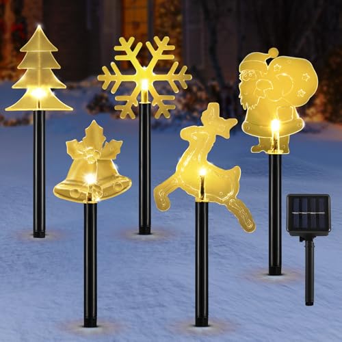 Lewondr Solarleuchten für Außen, 5 Stück Weihnachtsdeko Solarlampen...
