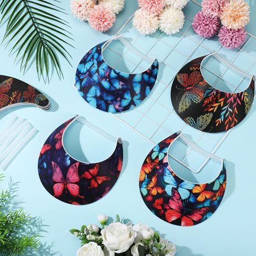 Image of Chicingyou 12 Pcs Sun Visors for Women 4 Styles Adjustable Wide Brim Caps Unisex EVA Visors Hat for Golf Beach Summer Outdoor Activities Multicolor