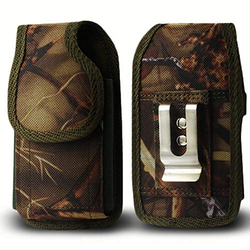 Golden Sheeps Military Grade Heavy Duty Holster Nylon Metal Clip Compatible with Kyocera Cadence S2720, DuraXTP,DuraXV LTE,DuraXV Plus,DuraXE,Large FLIP Phones & Insulin Pumps[4.4"X2.3"X1.1"] (camo)