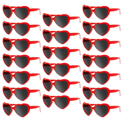 YQVIE 10/20 Pack Neon Color Heart Shaped Sunglasses for Women Heart Sunglasses in Bulk for Bachelorette Party Favors