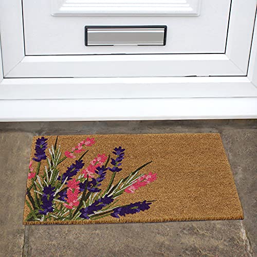 JVL EcoFriendly Garden Latex Backed Coir Entrance Door Mat, Lavender