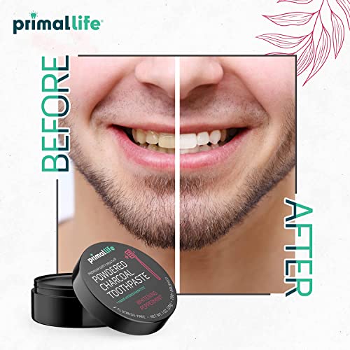 Primal Life Organics - Dirty Mouth Toothpowder, Activated Charcoal Tooth Cleaning Powder, Essential Oils With Kaolin & Bentonite Clay, Good For 200+ Brushings, Organic, Vegan (Black Peppermint, 1 Oz) #TOP3