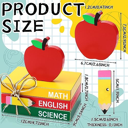 Image of Pinkunn 4 Pcs Back to School Table Decoration Wooden Apple Decorative Trays