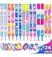24 Pack Pop Fidget its Bracelet Toys, Push Bubble Bracelet Toys for Kids Mini Pop Fidget Toys Pac...