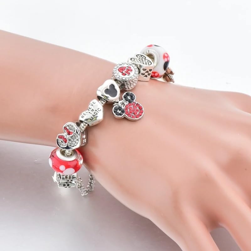 Cartoon Mouse Charms Bracelet, Anti-Tarnish Alloy, 20CM, Silver, SHAPER6813594129373