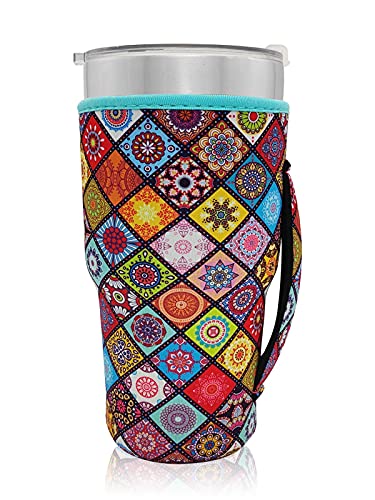 AJLTPA Cup Holder with Handle, 30oz - 32oz Tumbler Cups, Mandala