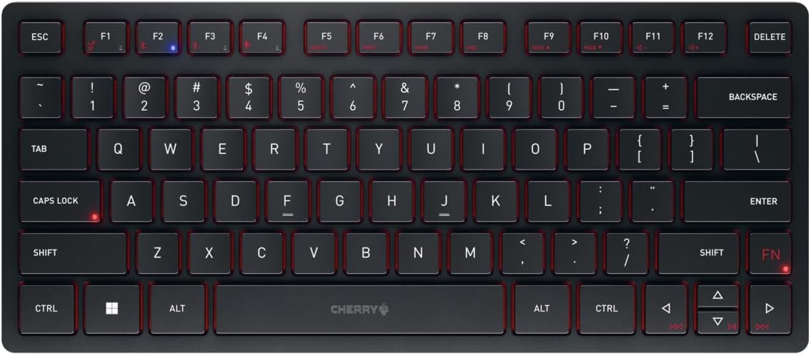 Cherry KW 9200 Mini Wireless Rechargable Compact Keyboard. with Bluetooth 5.0 and Wired Connectivity