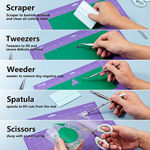 Ecraft Paper Cutter Trimmer with Vinyl Weeding Tool Set Weeder/Scraper/Spatula/Tweezers/Scissors Basic Tools Kit for Scrapbooking,Lable,Cardstock,Coupon,Letter,DIY Art Crafting,Cutting,Splicing