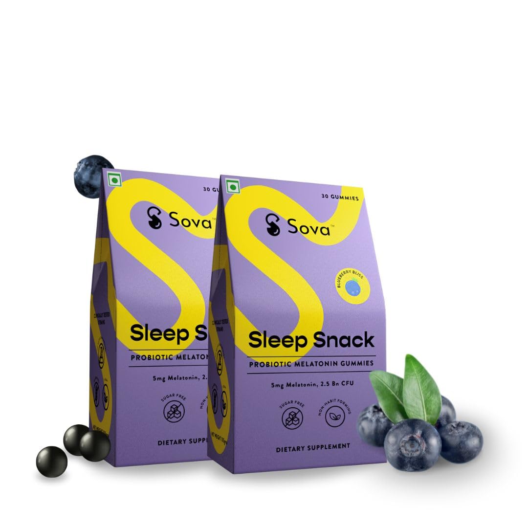 Sova Probiotic Melatonin Gummies | 2.5 Billion CFUs | 5mg Melatonin & Ayurvedic Herbs | Deep Sleep | Relaxation & Stress Relief | Helps Fall Asleep Faster | Non Habit Forming | 30 Vegan Gummies | Sleep Snack - Pack of 2 (B0CRTZWLFB) Amazon Price History, Amazon Price Tracker