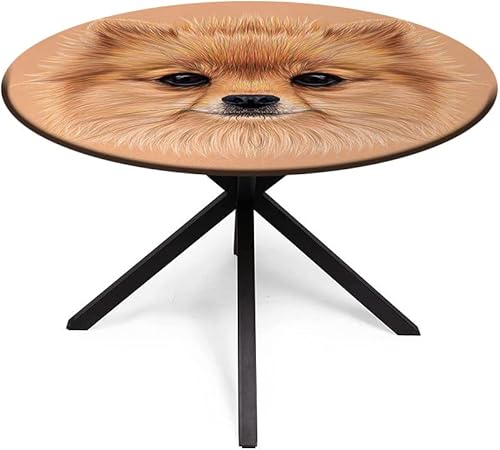 Miniatura 2 de Mantel redondo, mantel de animales para mesa auxiliar, perro pomeriano con póster retro vintage, se adapta a mesas redondas de 44 pulgadas de