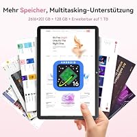 MENTUME Tablet 10 Zoll, Android 16 Tablet, Unisoc T606 CPU, 26 GB RAM + 128 GB ROM + 1 TB TF, 1280x800 HD IPS Display, 7000 mAh Akku, Duale Kamera, 2,4G + 5G WiFi, BT 5.0, Widevine L1, GPS (Grau) – Ansicht 3