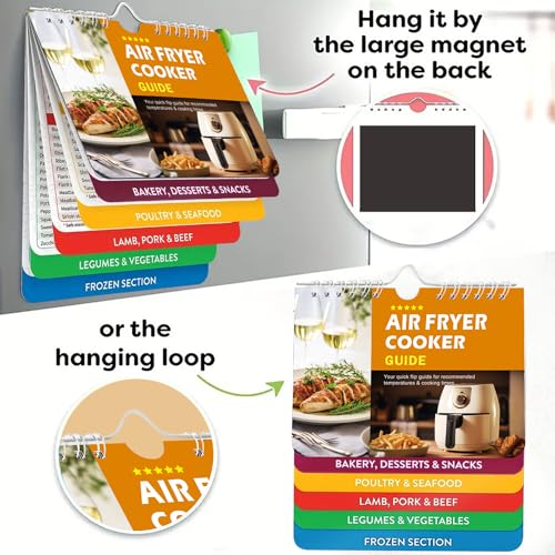 Air Fryer Recipe Book, Air Fryer Cookbook Air Fryer Cheat Sheet Magnets Cooking Guide Booklet, Air Fryer Accessories Time Chart Airfryer Cooking Guide